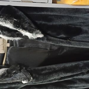 Dennis Basso Black and Gray Faux Fur Teddy Jacket